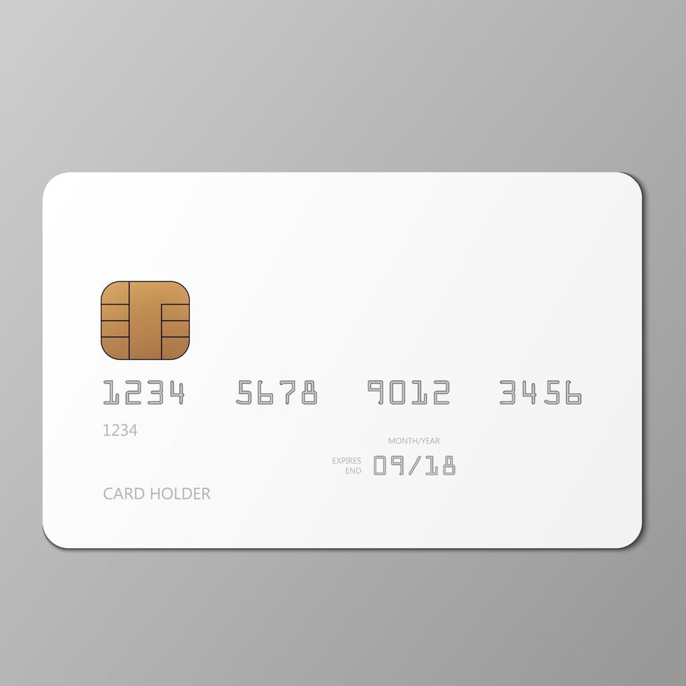 realistische witte creditcard mockup sjabloon met schaduw, vectorillustratie vector