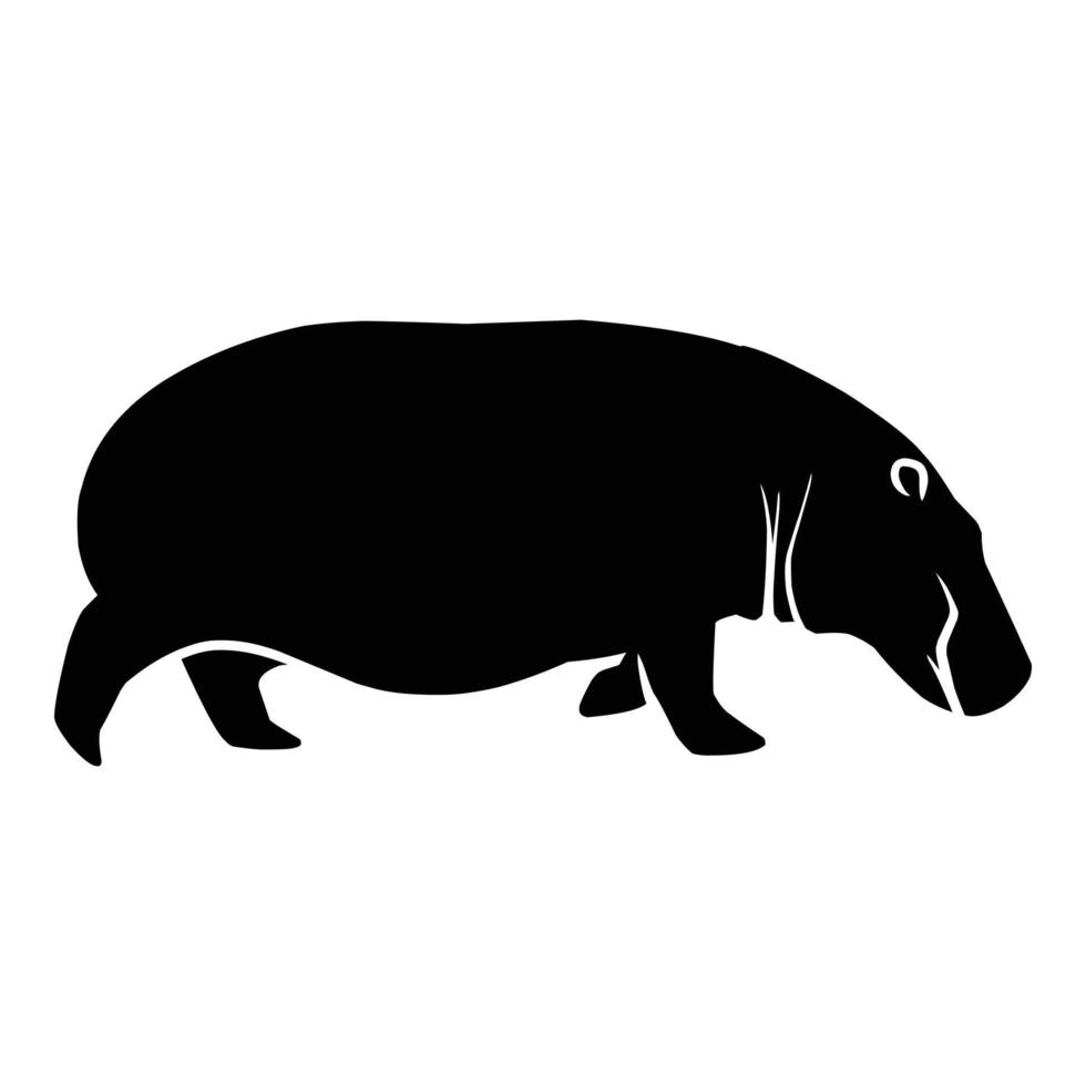 nijlpaard silhouet zwart vector. dieren in het wild silhouetten vector