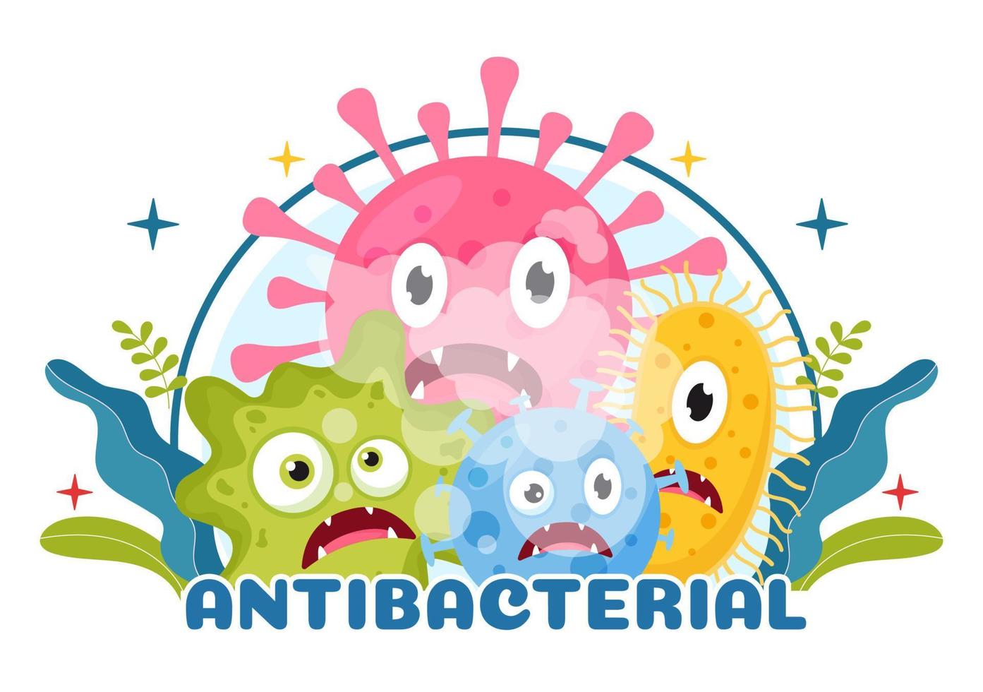 antibacteriële illustratie met het wassen handen, virus infectie en microben bacterias controle in hygiëne gezondheidszorg vlak tekenfilm hand- getrokken Sjablonen vector