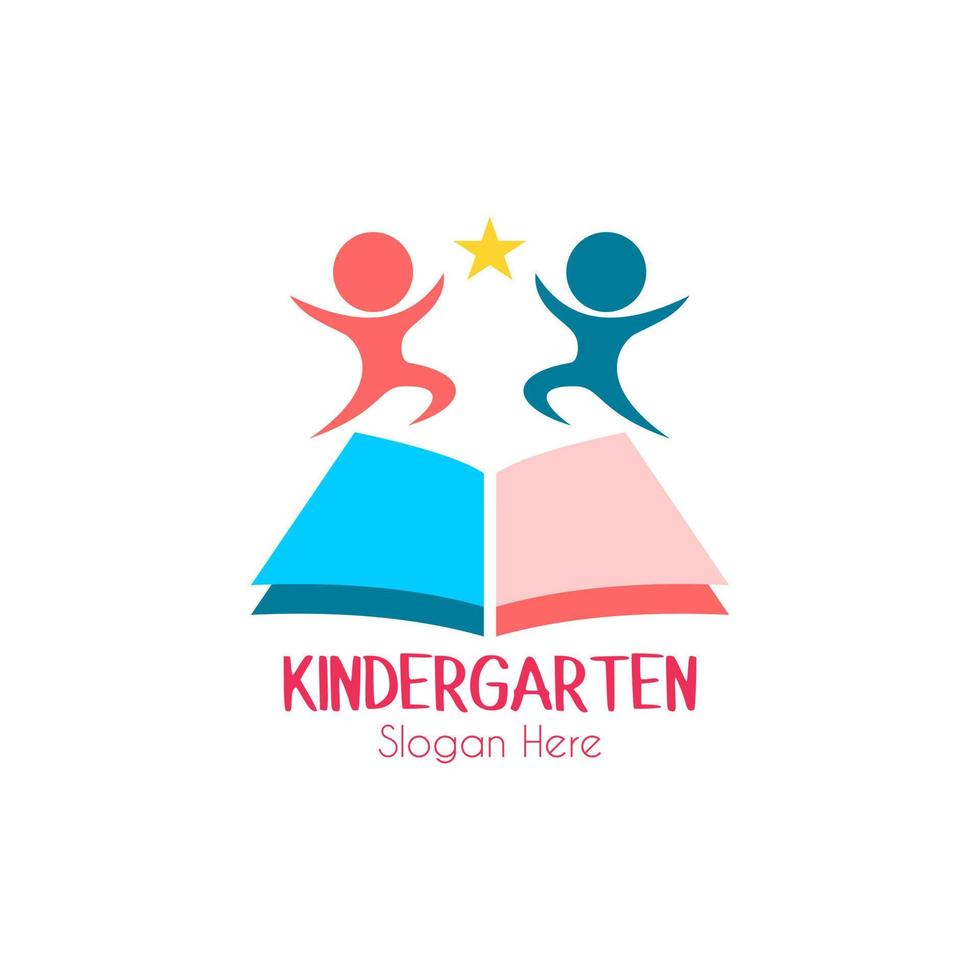 voorschoolse, kleuterschool, peuterspeelzaal logo pictogram ontwerpsjabloon. kinderen school vectorillustratie vector