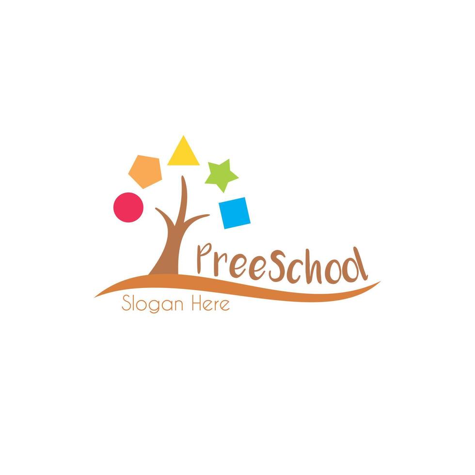 peuterspeelzaal, peuter, kleuterschool vector illustratie logo sjabloon