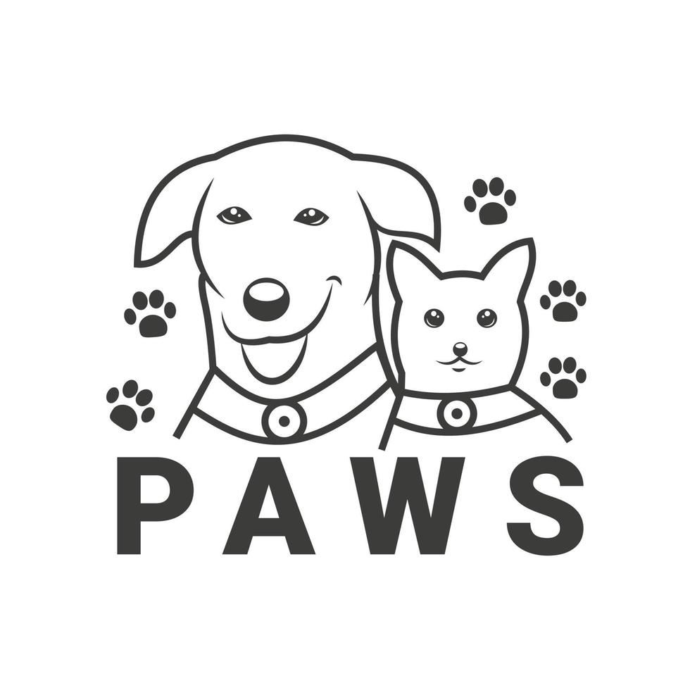 huisdier winkel ontwerp inspiratie. hond en kat poten symbool. logo vector logo sjabloon