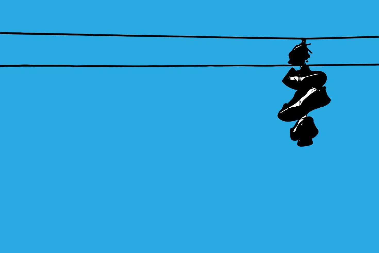 sportschoenen hangende Aan draden tegen een Doorzichtig blauw lucht vector