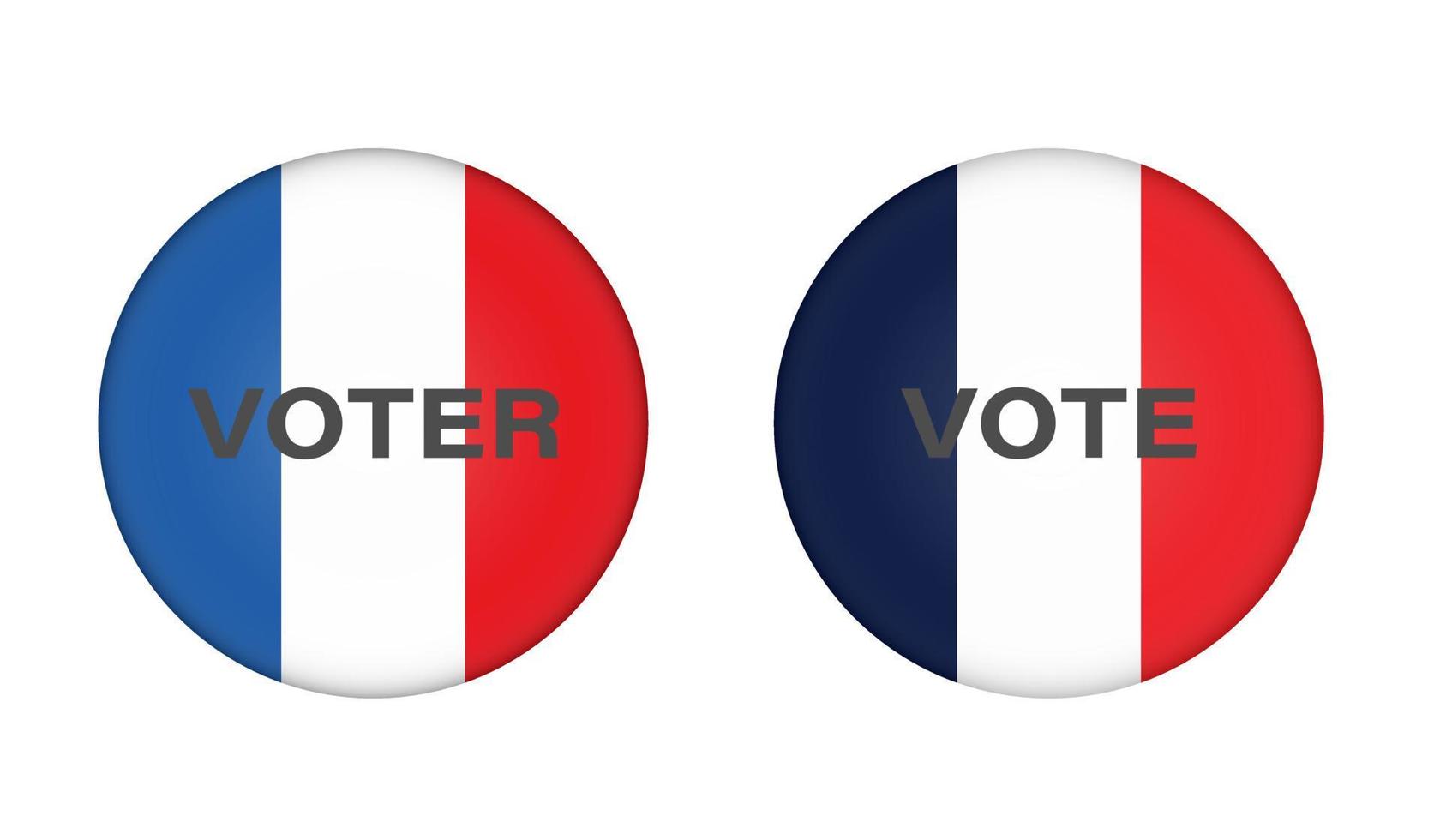 2022 presidentsverkiezingen in frankrijk badge of knop met franse vlag vector