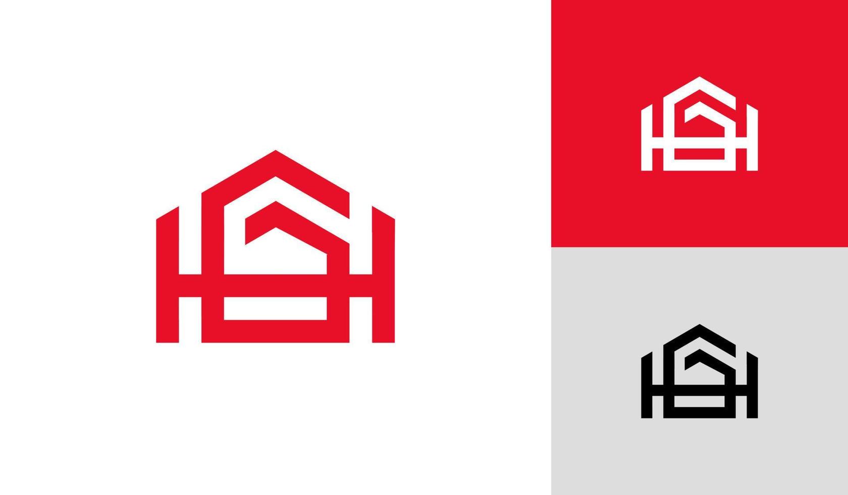 abstract huis logo met brief hg of gh vector