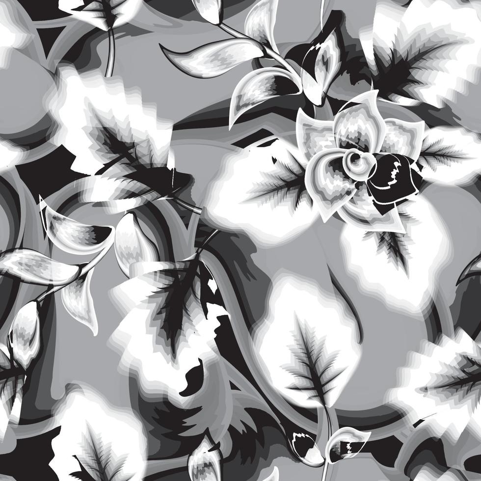 grunge abstract naadloos achtergrond met wijnoogst tropisch bloemen en planten bladeren Aan Golf achtergrond. bloemen achtergrond. exotisch behang. zomer ontwerp. strand naadloos patroon. surfen ontwerp. prints vector