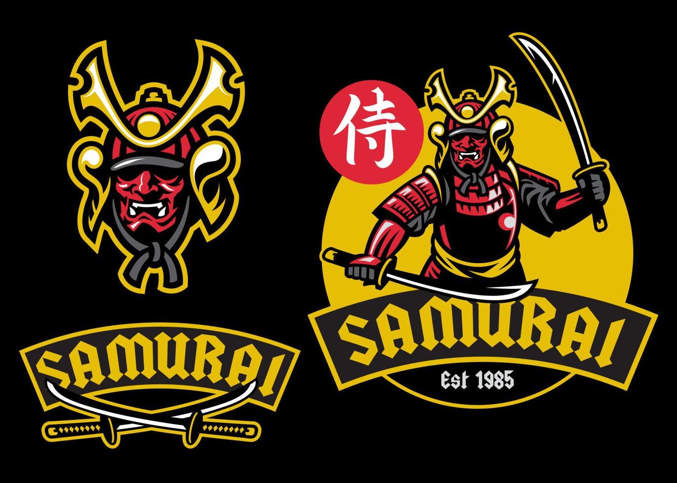 samurai ronin mascotte houden paar- van katana zwaard vector