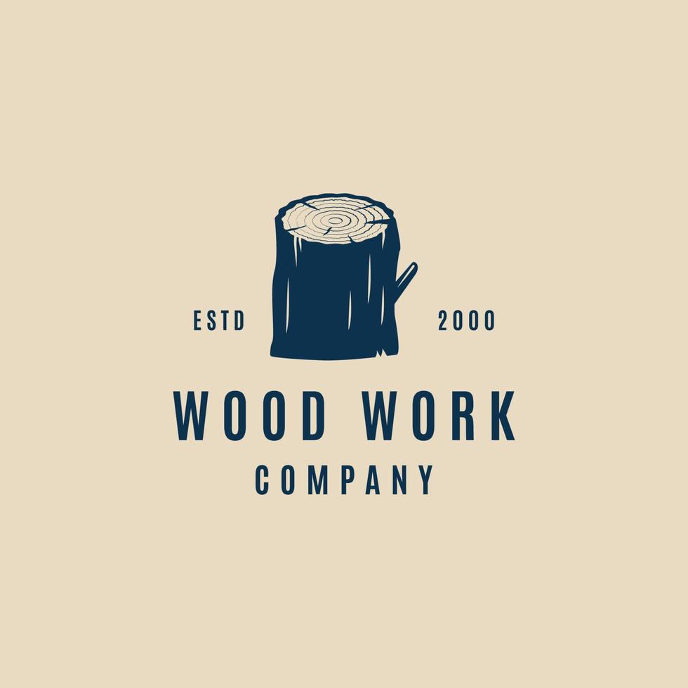 hout werk wijnoogst logo icoon vector illustratie ontwerp . timmerwerk logo concept