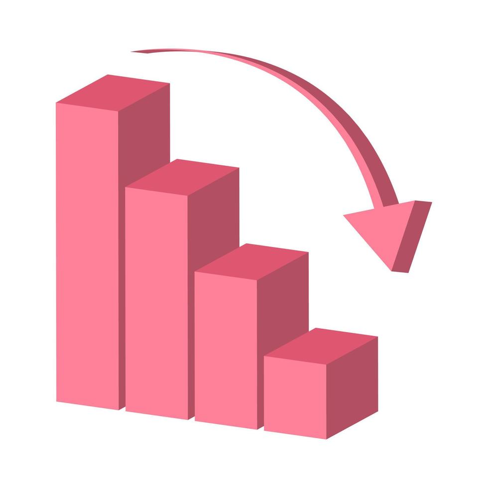 isometrische 3d neerwaartse kolom bar illustratie vector