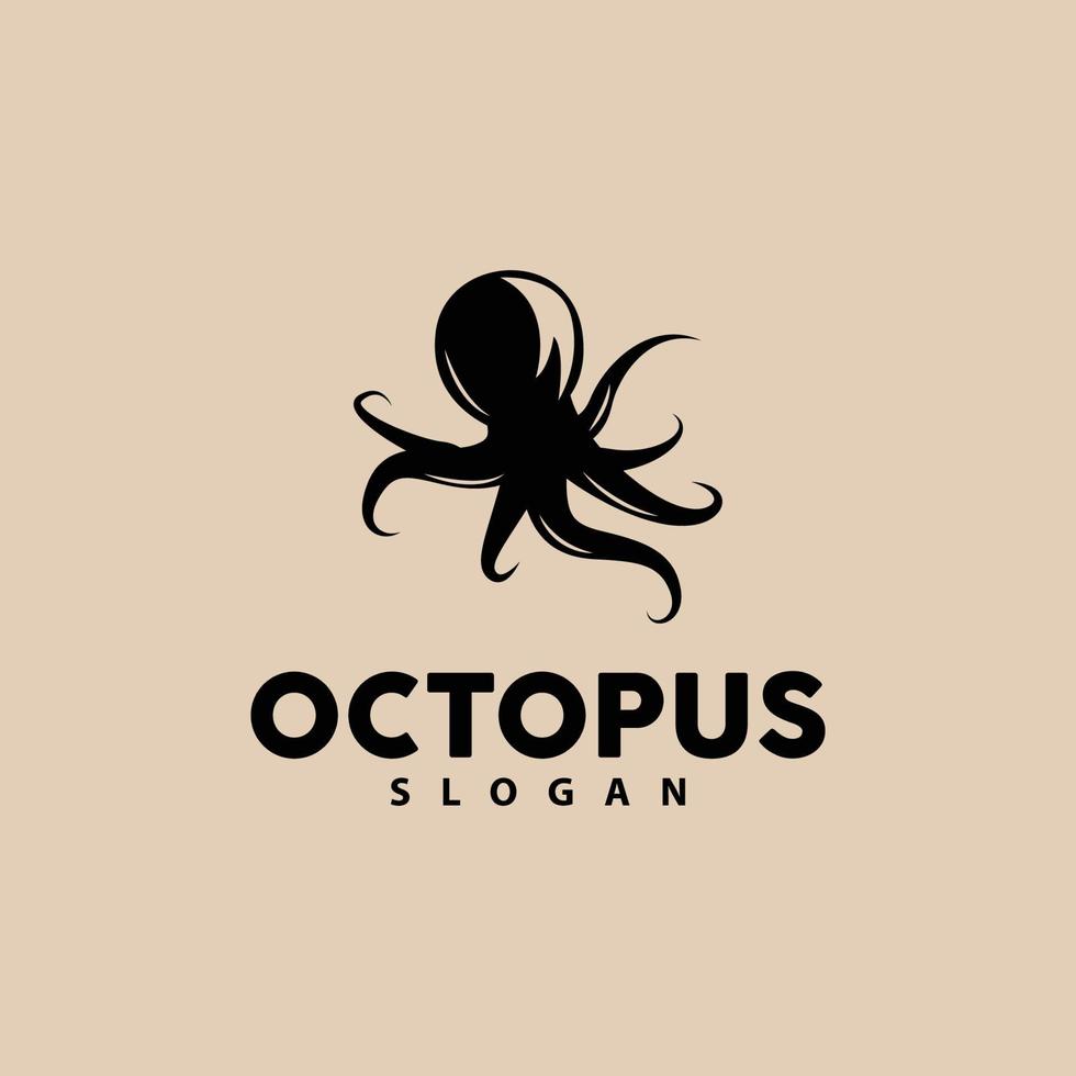 Octopus logo, zee dieren vector, zeevruchten ingrediënten inktvis tentakels icoon silhouet ontwerp vector