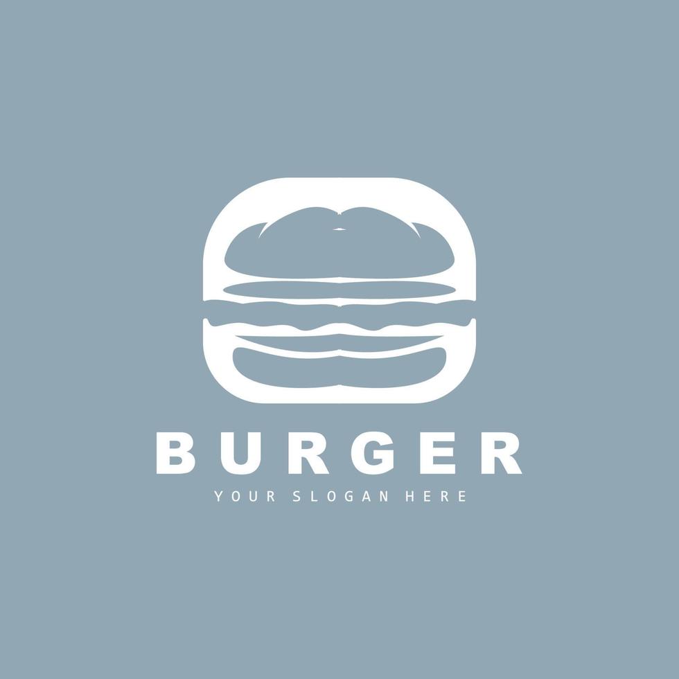 hamburger logo, snel voedsel ontwerp, brood en groenten vector, snel voedsel restaurant merk icoon illustratie vector