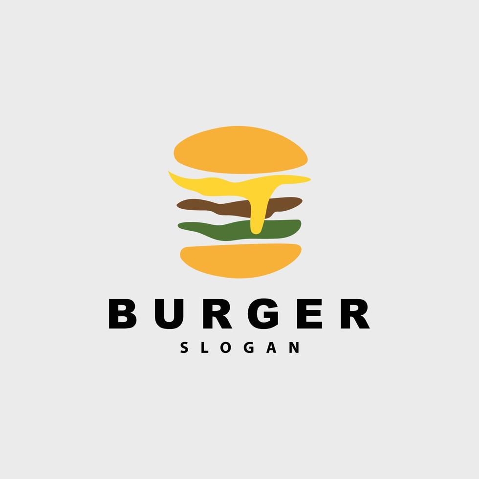 hamburger logo, snel voedsel ontwerp, brood en groenten vector, snel voedsel restaurant merk icoon illustratie vector