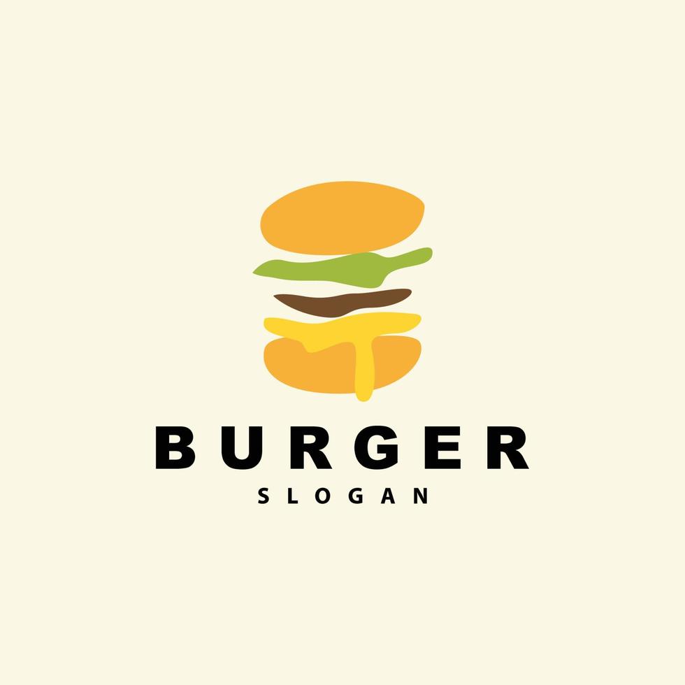 hamburger logo, snel voedsel ontwerp, brood en groenten vector, snel voedsel restaurant merk icoon illustratie vector