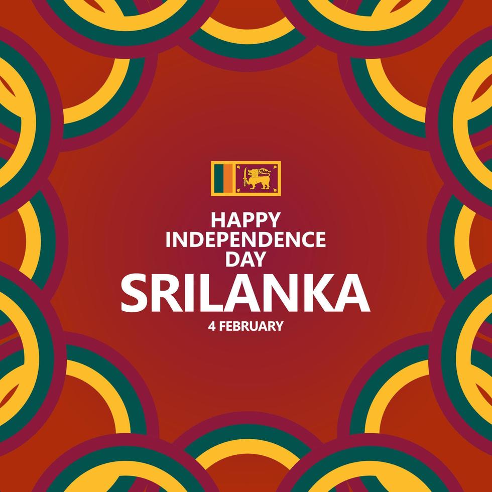 sri lanka onafhankelijkheid dag viering vector sjabloon met circulaire nationaal kleur en vlag. zuiden Aziatisch land openbaar vakantie groet kaart. geschikt voor sociaal media na.