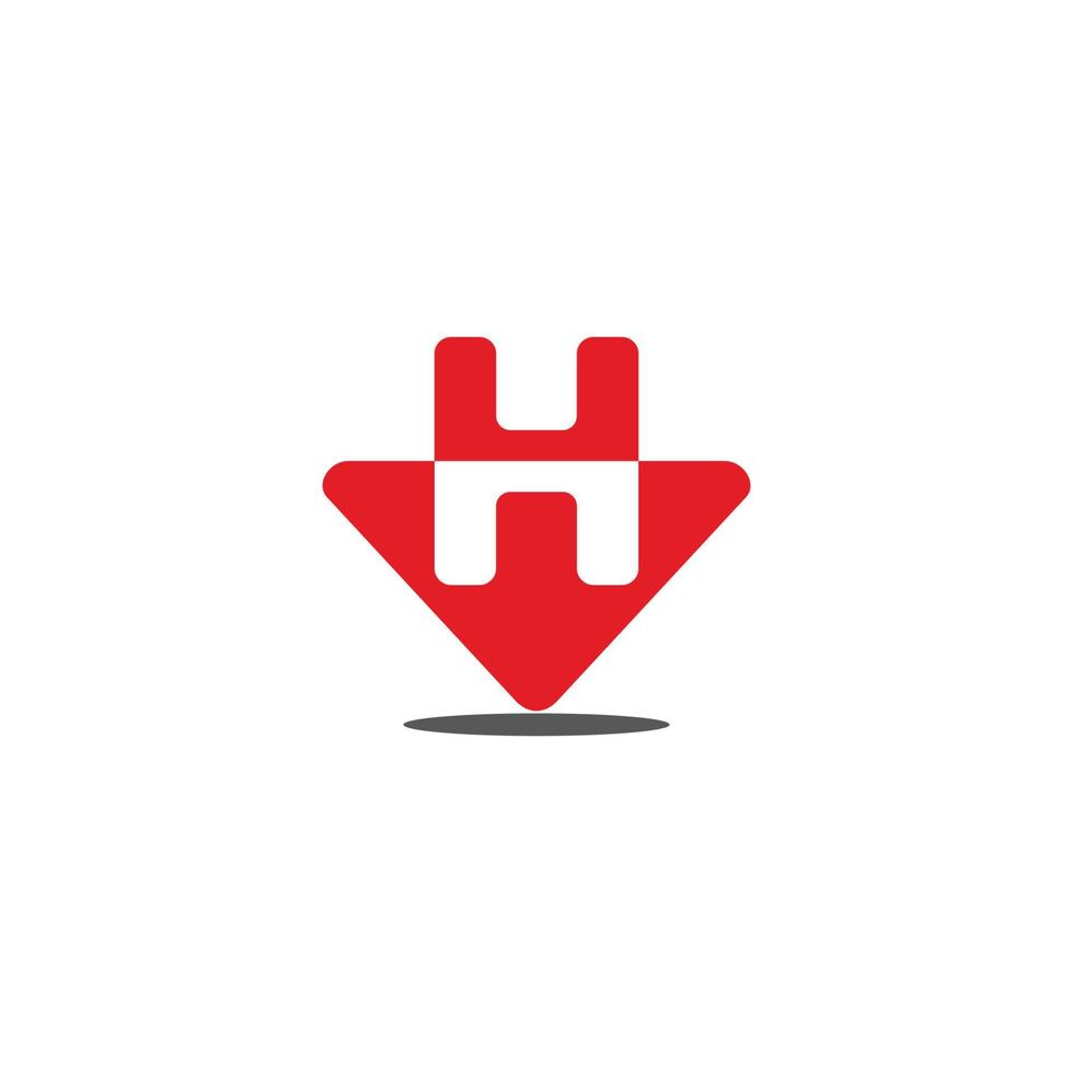 brief h pijl naar beneden punt ontwerp logo vector