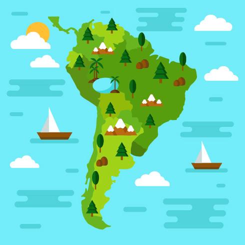 Kaart van de Zuid-Amerika Vector
