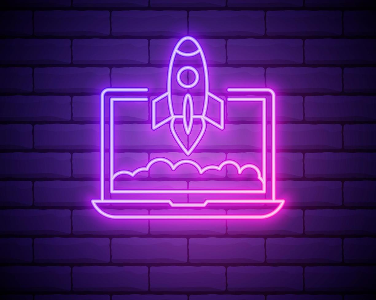 opstarten roze gloeiende neon ui ux pictogram vector