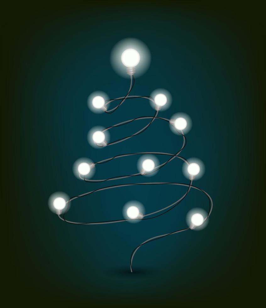 kerstboom met verlichting bollen kerst wenskaart vector sjabloon