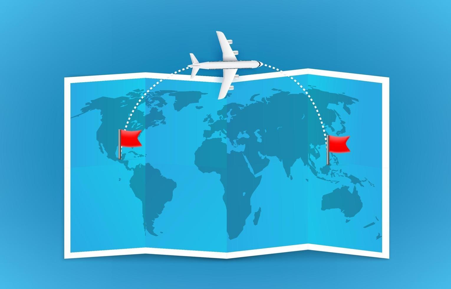 jetliner vluchttraject van land tot land met streepjes trace vector