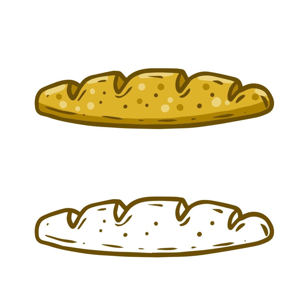 brood. tekenfilm getrokken brood. retro icoon van de bakkerij. voedsel van granen. boerderij natuurlijk Product. vector