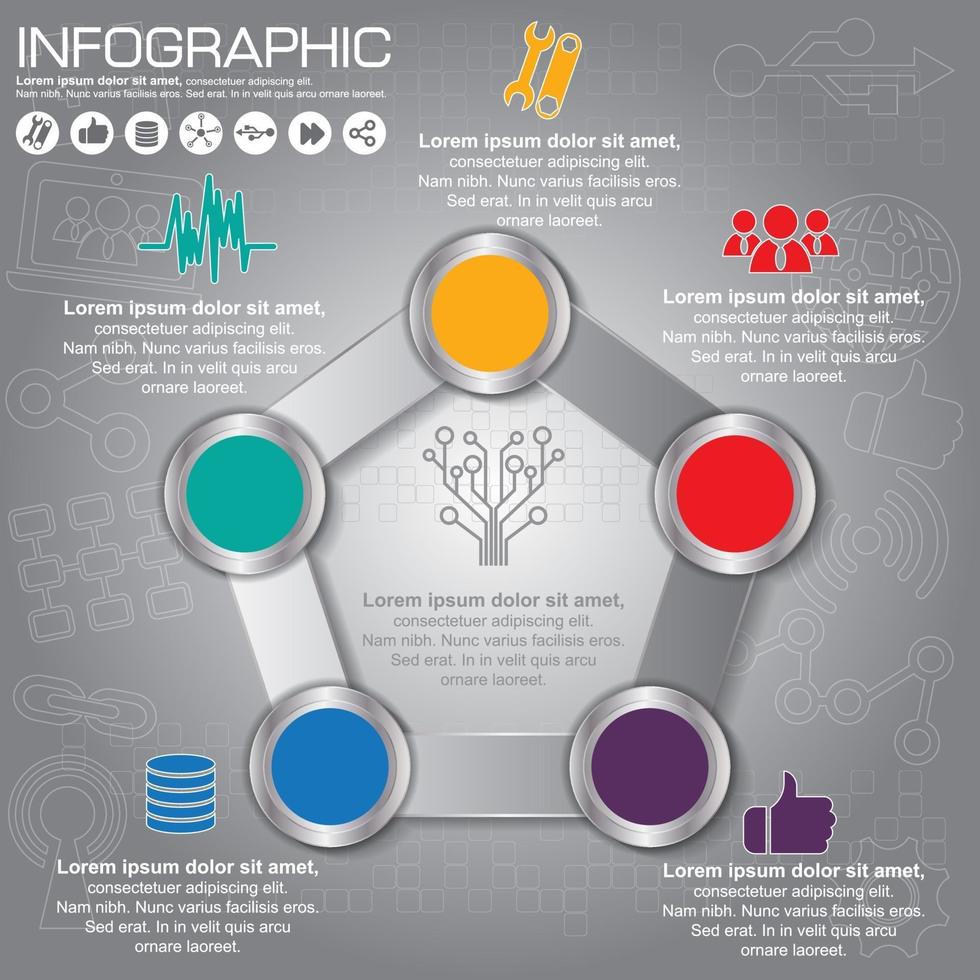 infographic ontwerpsjabloon en bedrijfsconcept met 6 opties, onderdelen, stappen of processen. kan worden gebruikt voor werkstroomlay-out, diagram, nummeropties, webdesign. vector