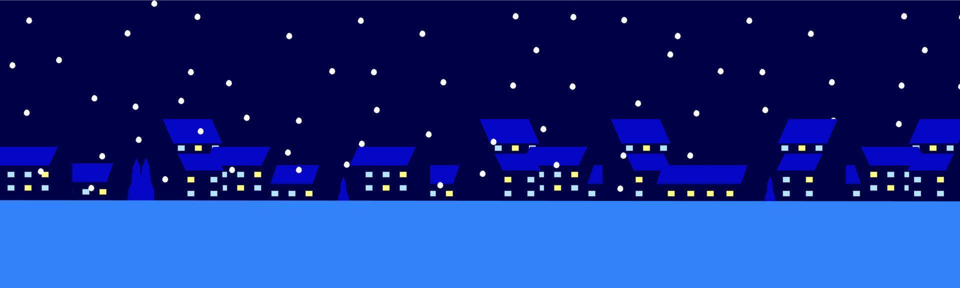 vector illustratie van abstract winter stad- landschap. stad- nacht achtergrond, winter nacht regen sneeuw. stad- nacht winter