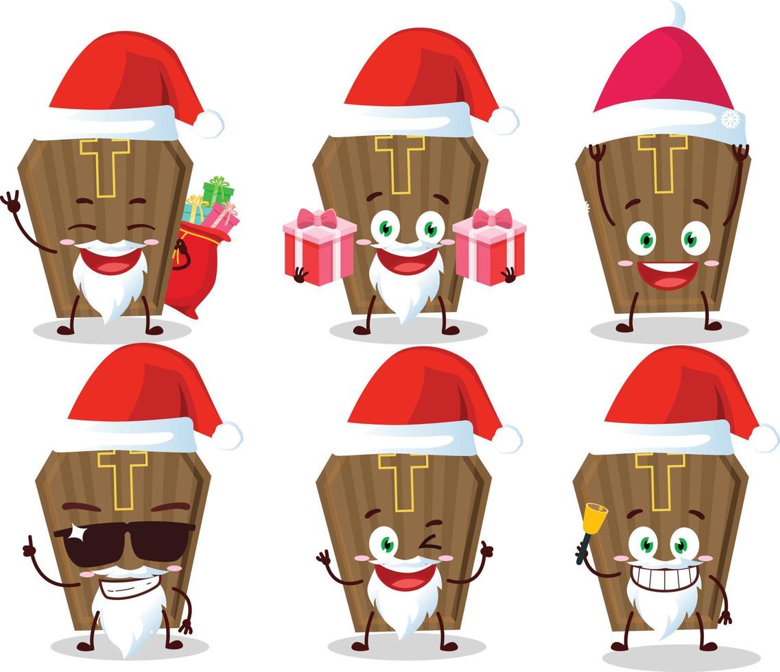 de kerstman claus emoticons met lijkkist tekenfilm karakter vector