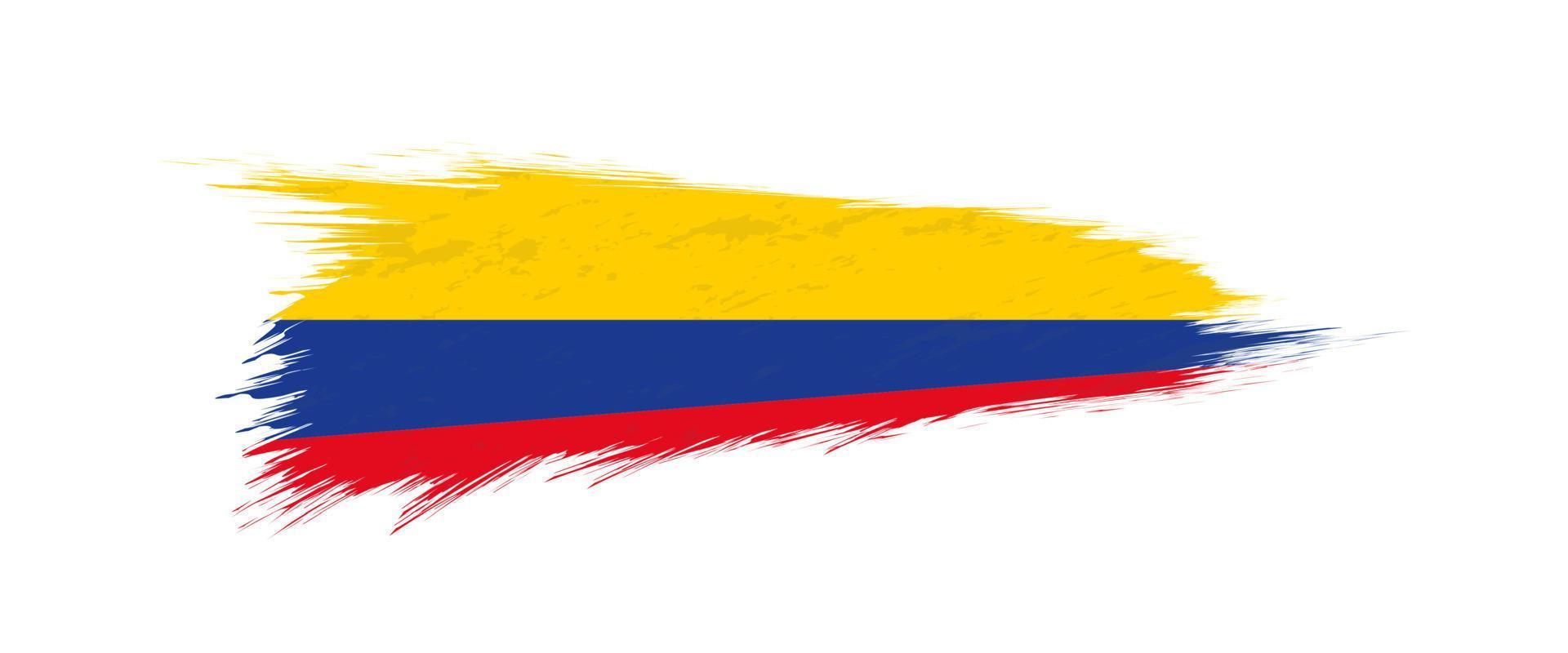 vlag van Colombia in grunge borstel hartinfarct. vector