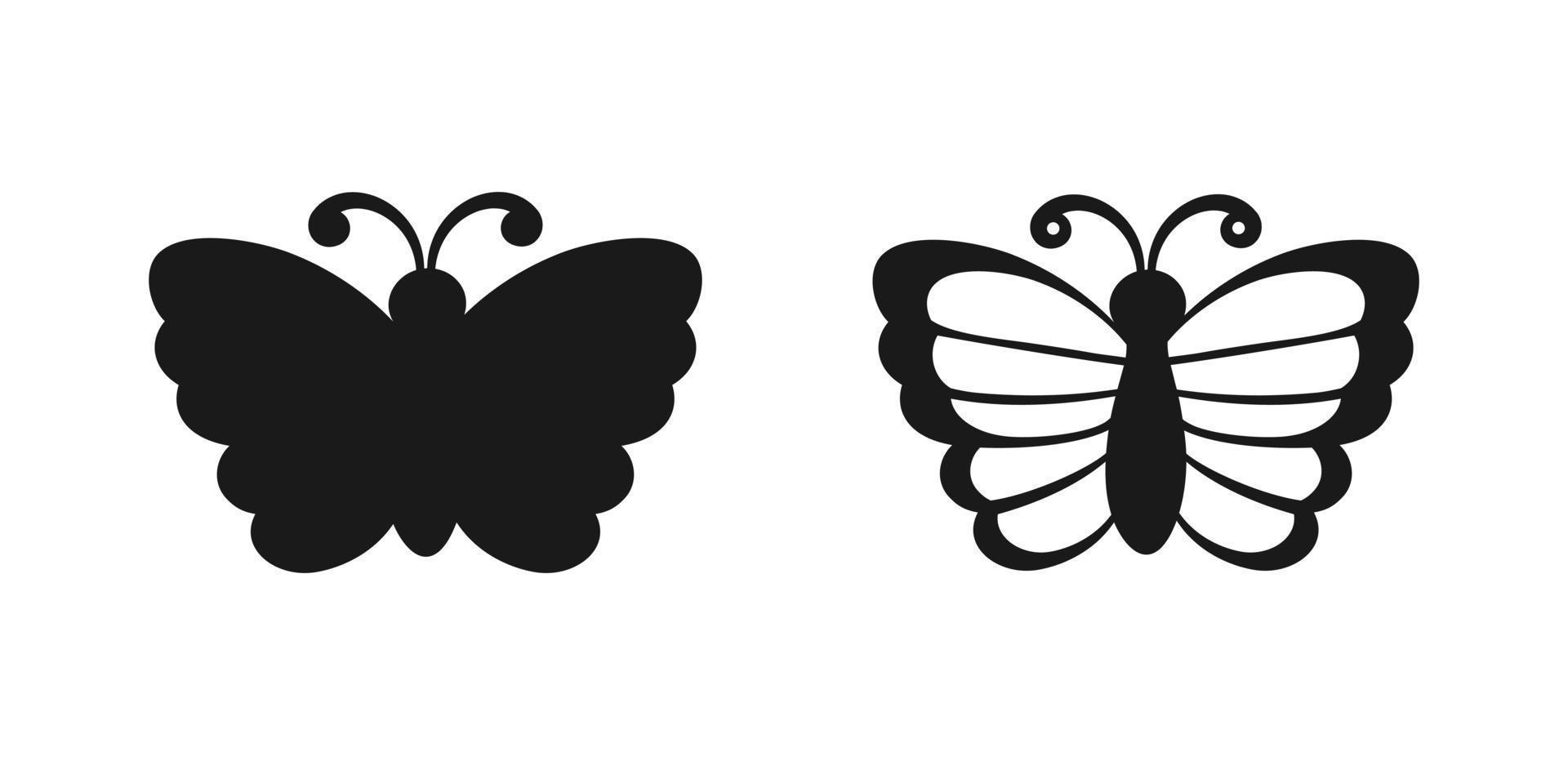 schattig vlinder icoon silhouet set. voorjaar zomer natuur logo ontwerp vector