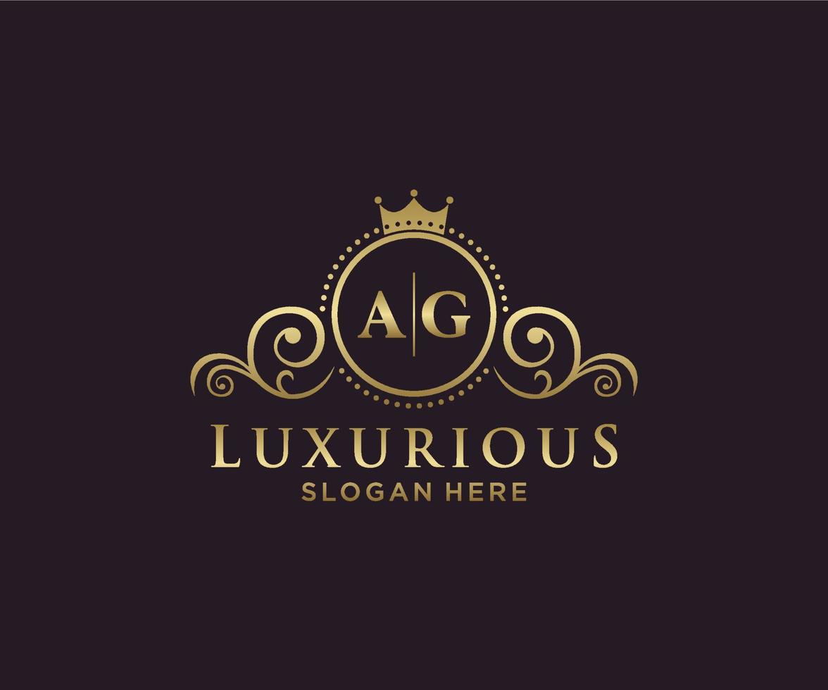 eerste ag brief Koninklijk luxe logo sjabloon in vector kunst voor restaurant, royalty, boetiek, cafe, hotel, heraldisch, sieraden, mode en andere vector illustratie.