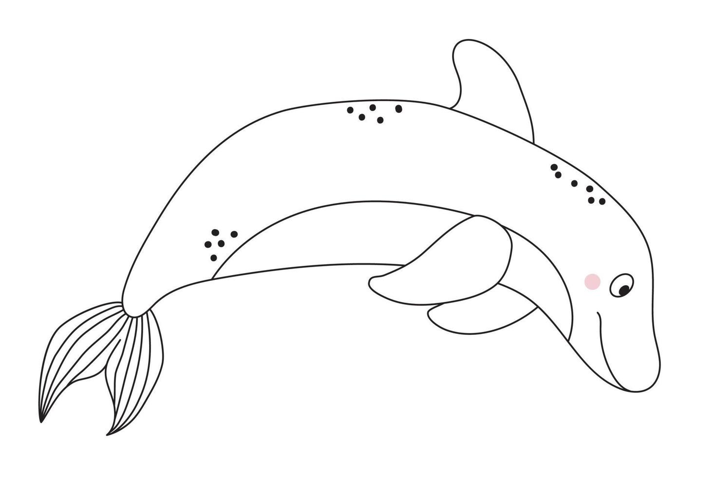 het zeedier is een dolfijn. schattig decoratief onderwaterkarakter met ogen en een glimlach. vector