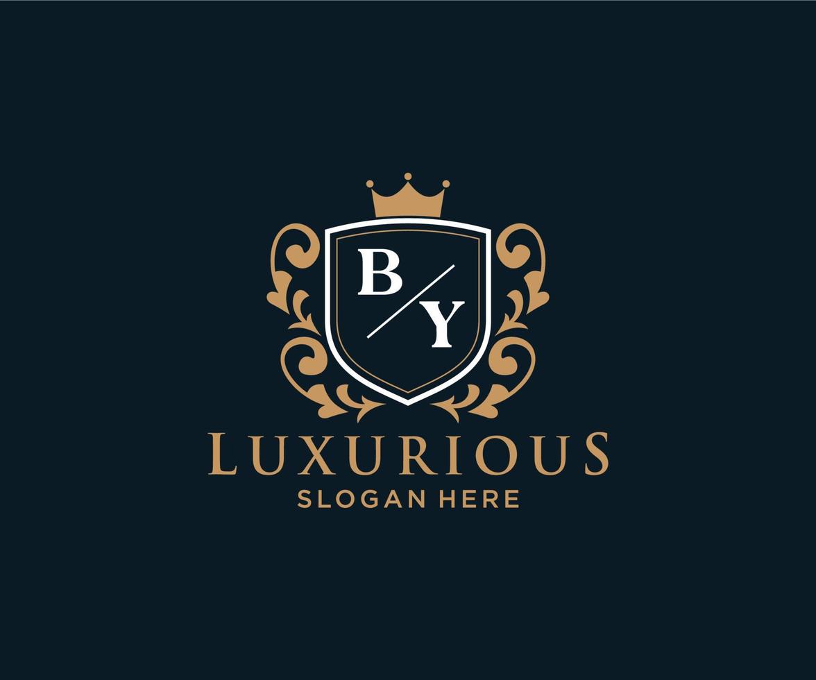 eerste door brief Koninklijk luxe logo sjabloon in vector kunst voor restaurant, royalty, boetiek, cafe, hotel, heraldisch, sieraden, mode en andere vector illustratie.