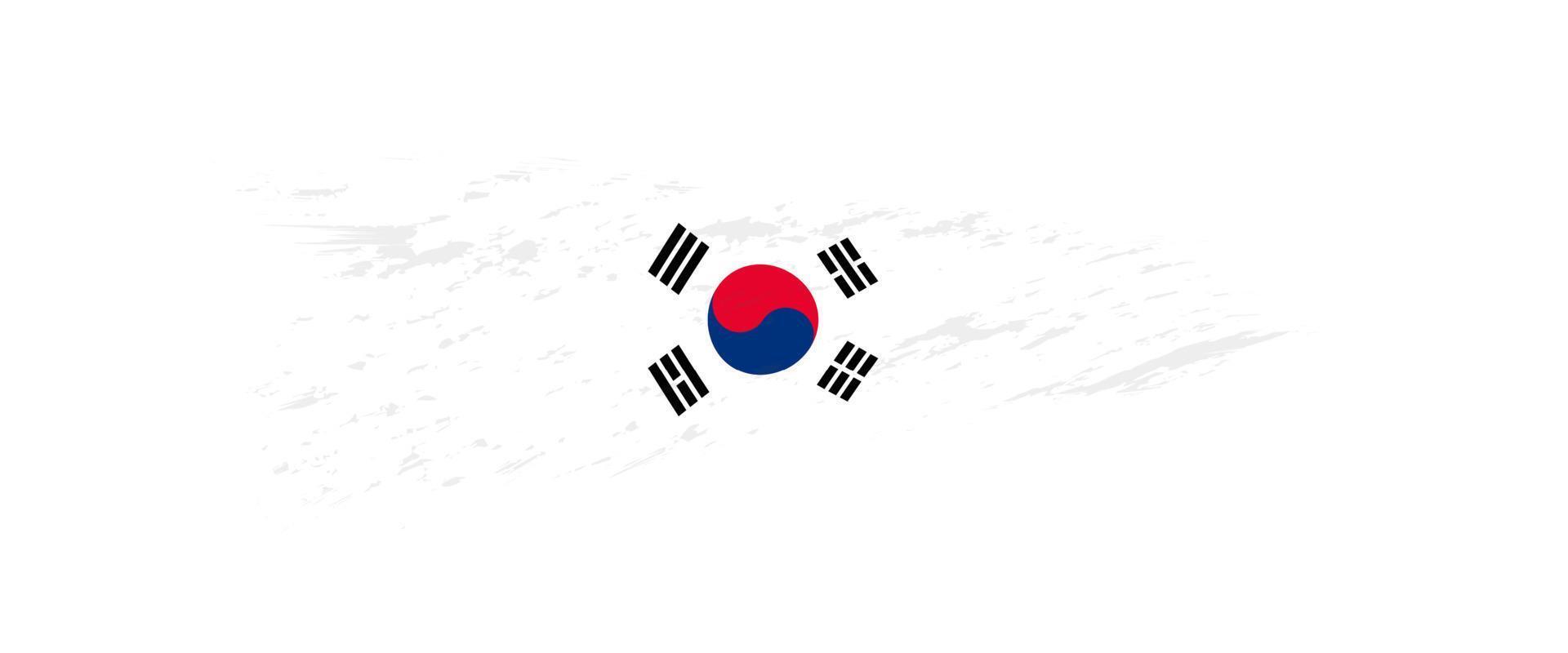 vlag van zuiden Korea in grunge borstel hartinfarct. vector