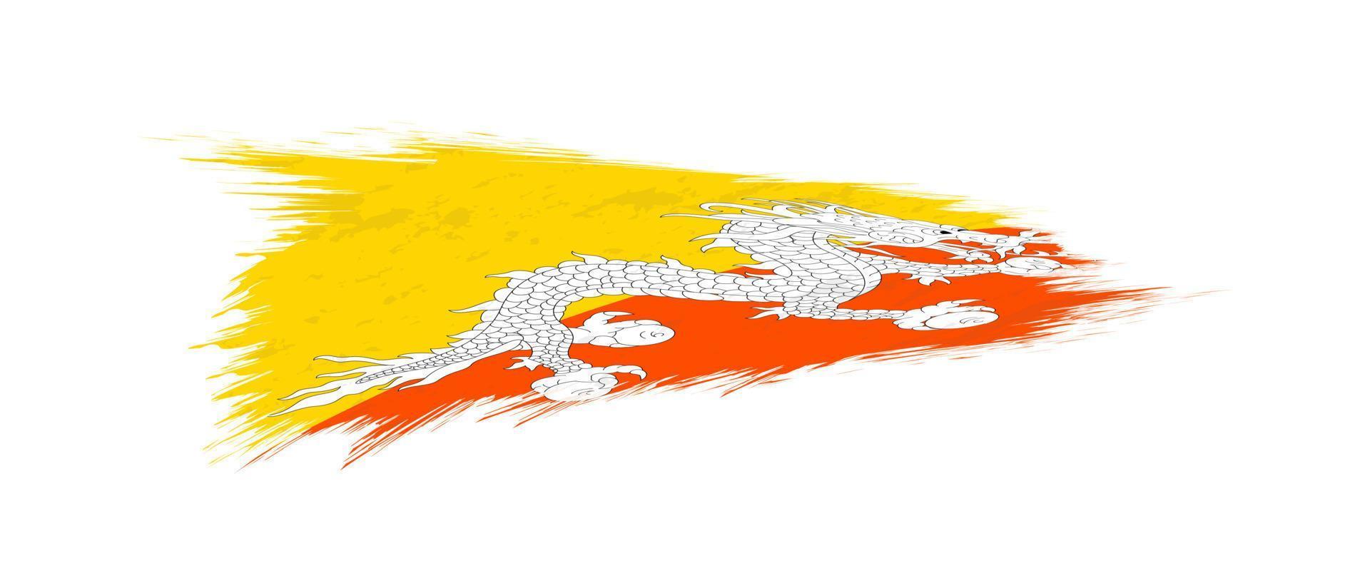 vlag van Bhutan in grunge borstel hartinfarct. vector