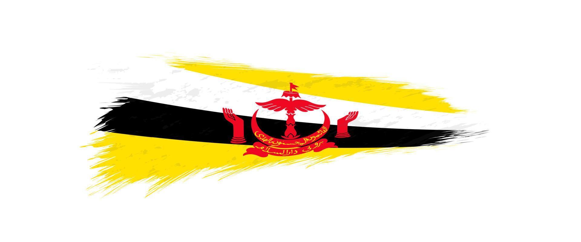 vlag van Brunei in grunge borstel hartinfarct. vector