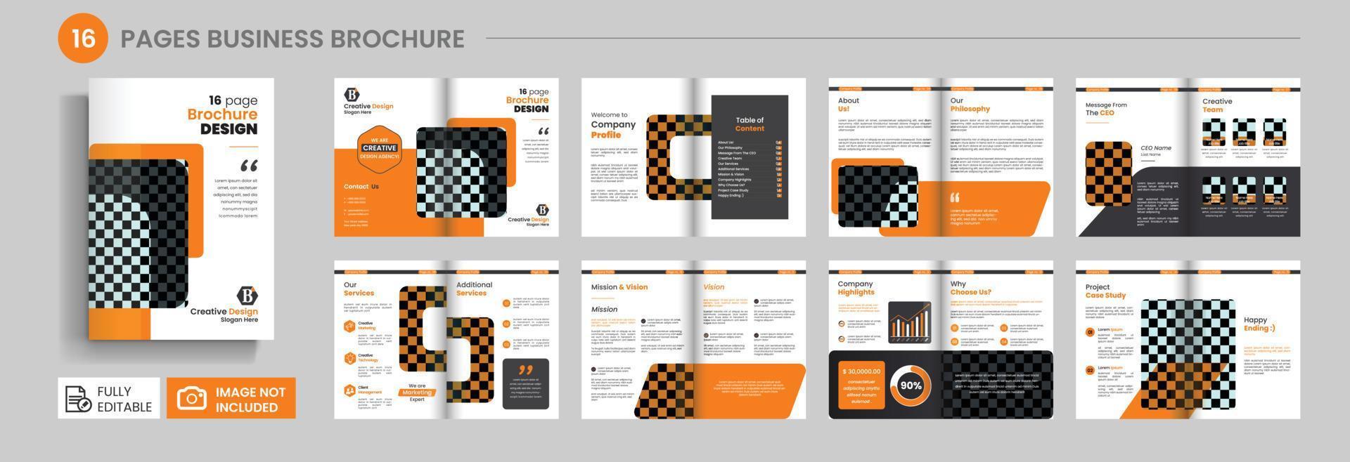 meerdere bladzijde bedrijf brochure ontwerp of bedrijf profiel, 16 bladzijde brochure vector