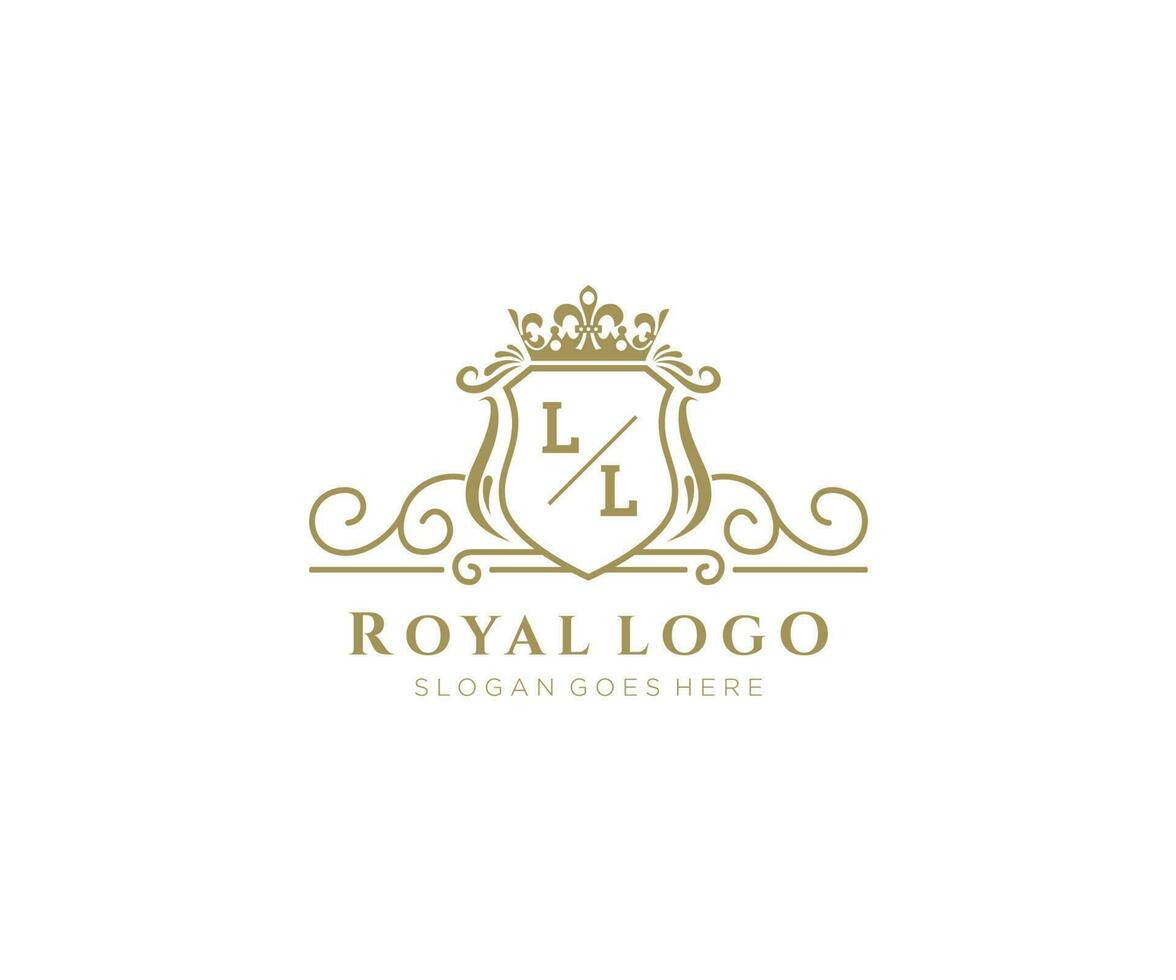 eerste ll brief luxueus merk logo sjabloon, voor restaurant, royalty, boetiek, cafe, hotel, heraldisch, sieraden, mode en andere vector illustratie.