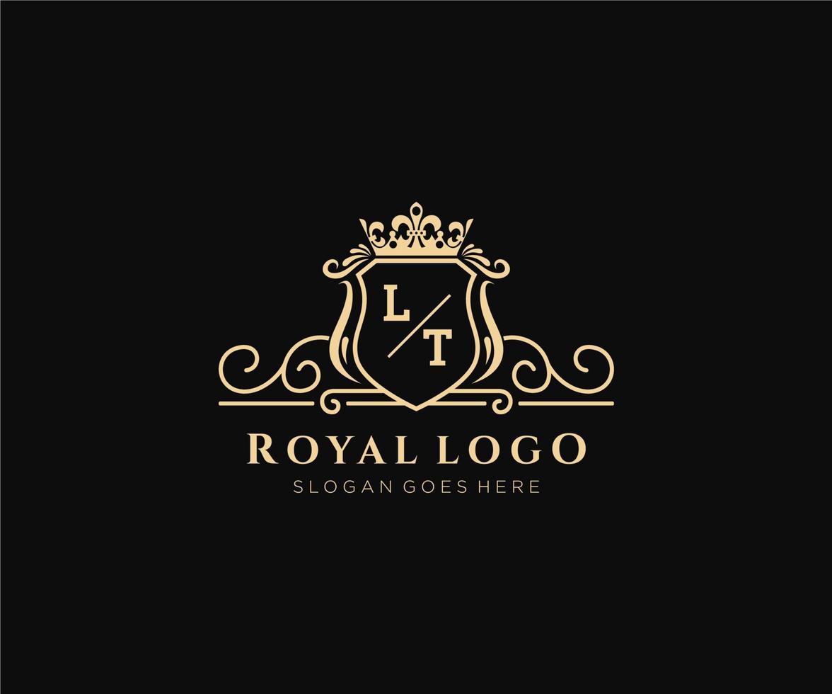 eerste lt brief luxueus merk logo sjabloon, voor restaurant, royalty, boetiek, cafe, hotel, heraldisch, sieraden, mode en andere vector illustratie.