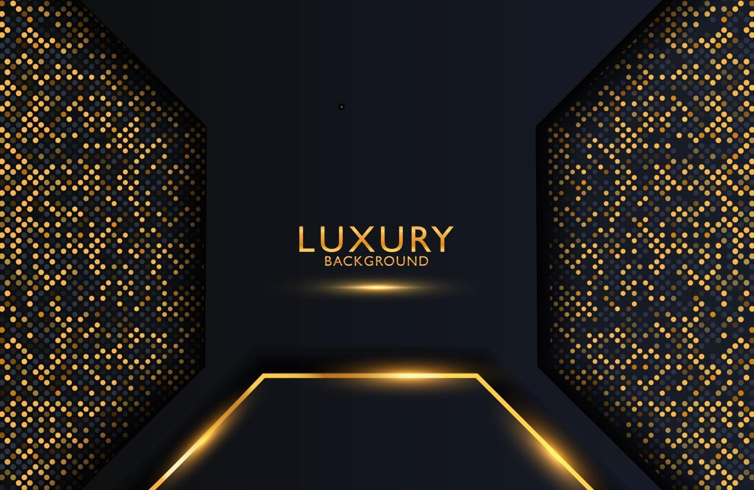 luxe elegante achtergrond met gouden geometrisch vormelement en stippendeeltjes vector