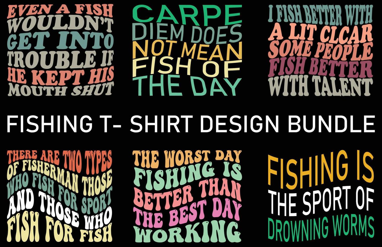 visvangst t -shirt ontwerp bundel, t overhemd ontwerp vector