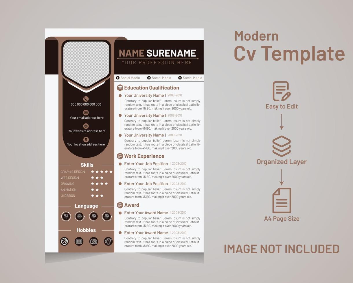 modern minimaal en professioneel hervat CV met Hoes brief of CV ontwerp sjabloon vector