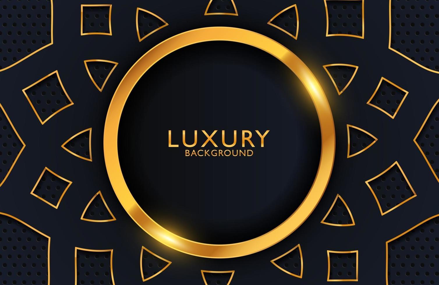 abstracte zwarte geometrische luxeachtergrond met gouden element. vector sjabloon voor uitnodiging, dekking, achtergrond.