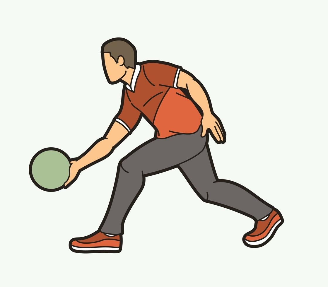 bowling sport speler pose vector