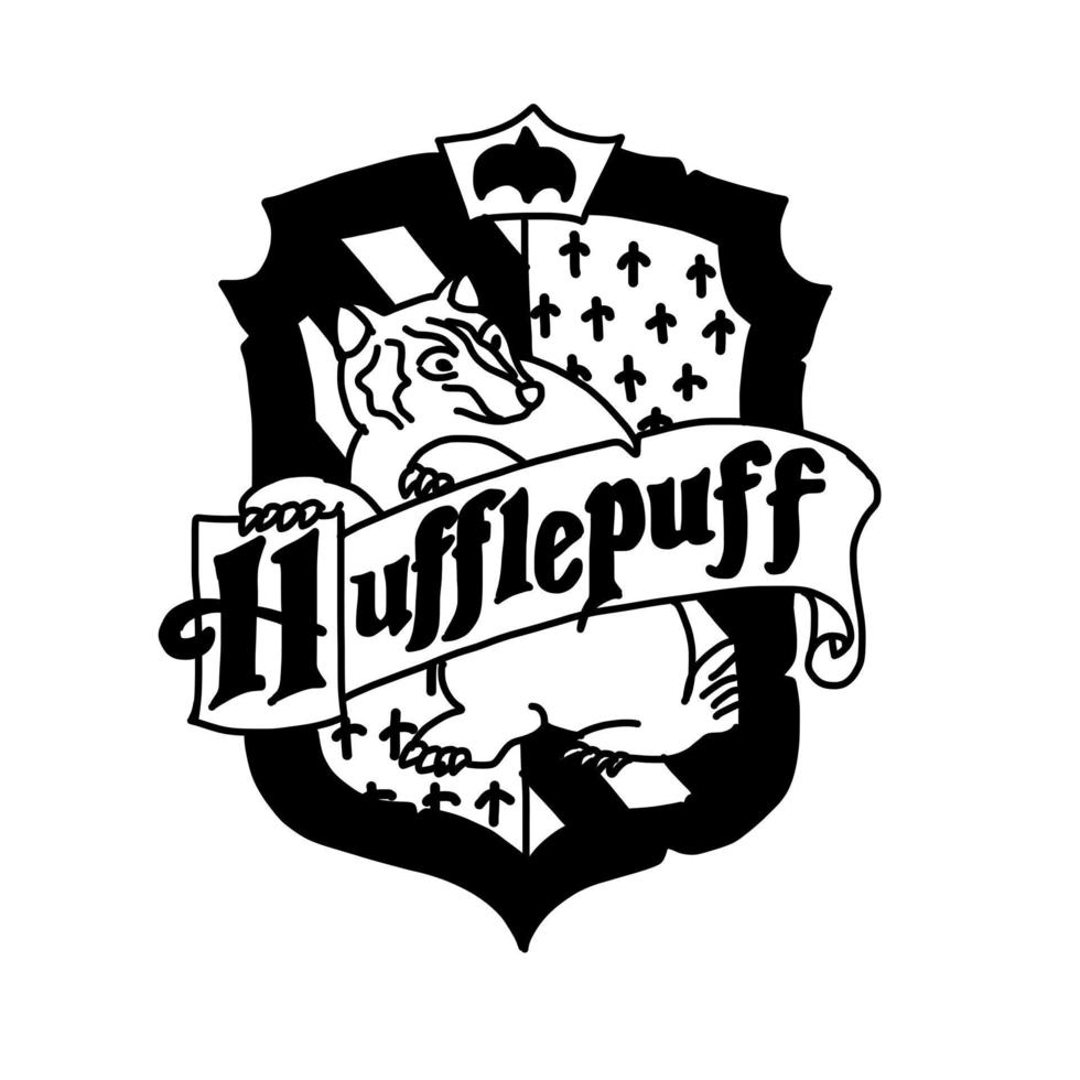 Harry pottenbakker huffelpuf logo in tekenfilm tekening stijl. vector illustratie geïsoleerd Aan wit achtergrond.