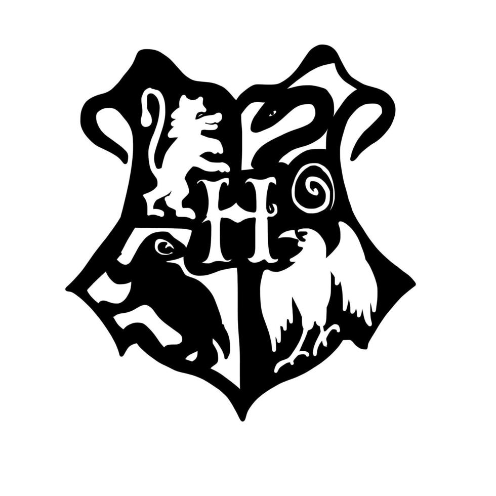 Harry pottenbakker Zweinstein logo in tekenfilm tekening stijl. vector illustratie geïsoleerd Aan wit achtergrond.