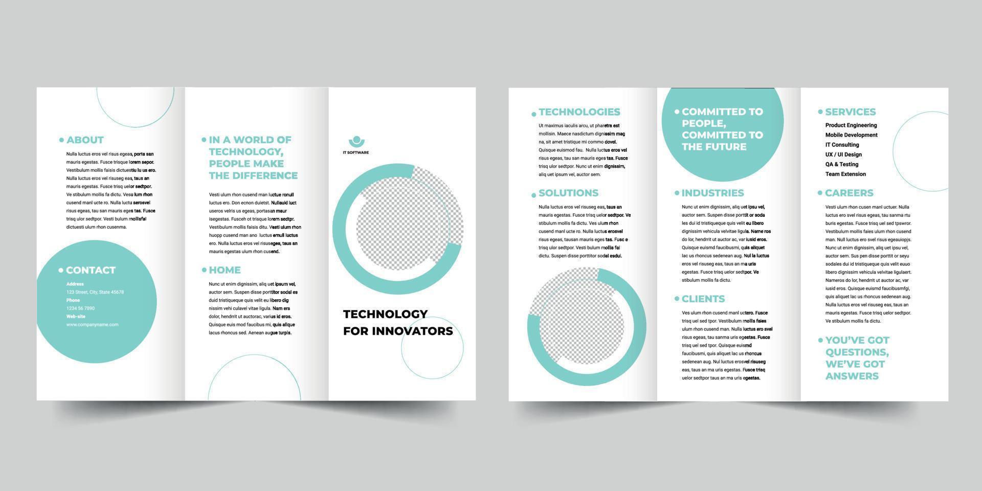 het software drievoud brochure sjabloon, folder vector lay-out drievoud mockup pro vector