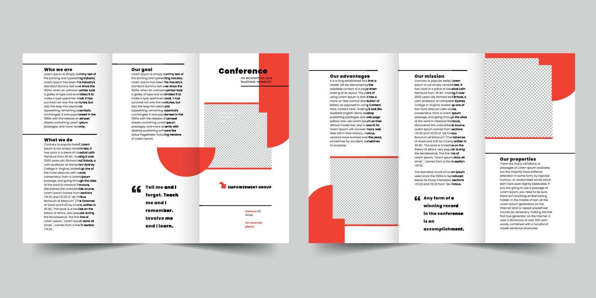 conferentie drievoud brochure sjabloon, folder vector lay-out drievoud mockup pro vector