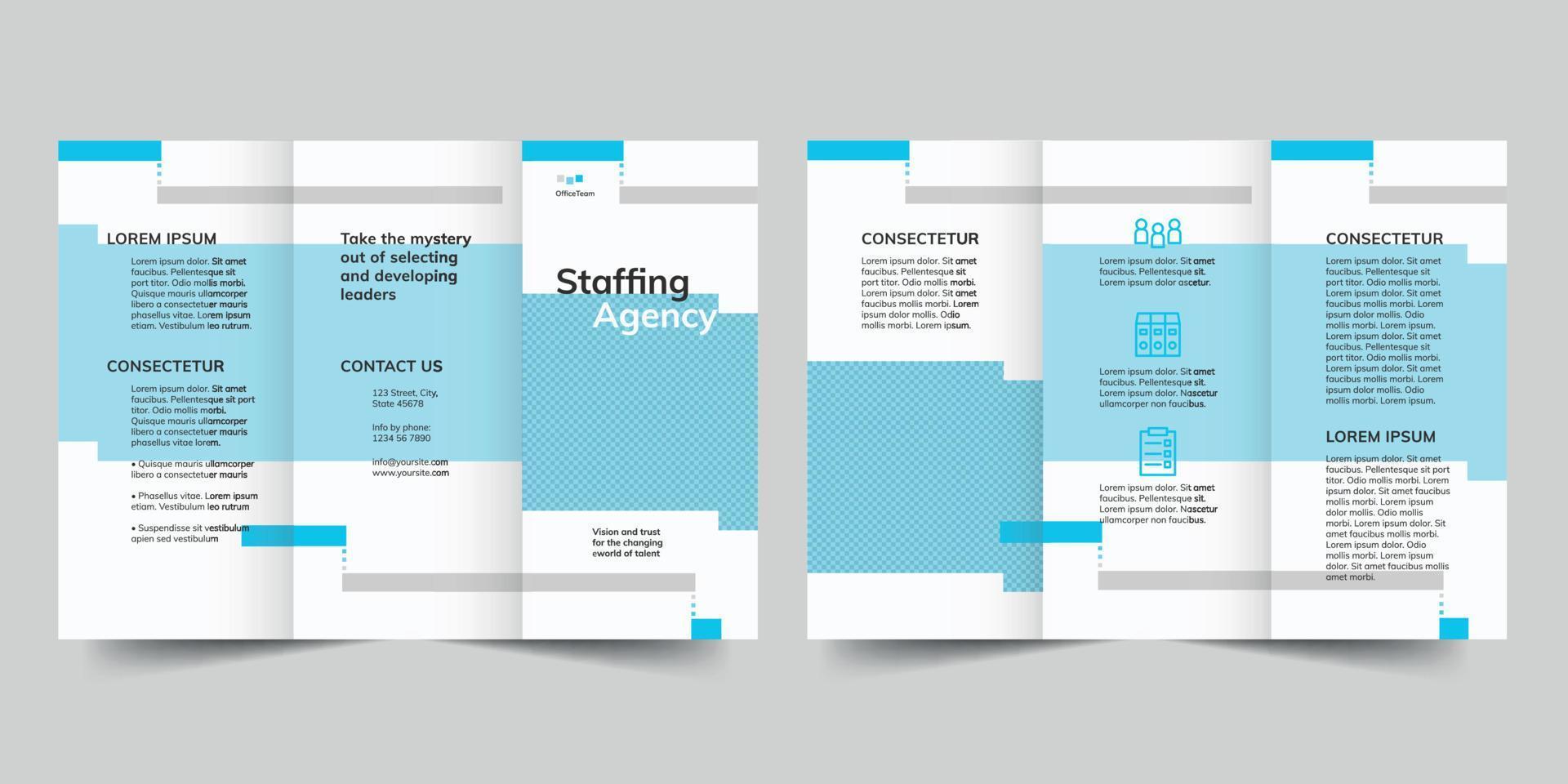 personeel agentschap drievoud brochure sjabloon, folder vector lay-out drievoud mockup pro vector