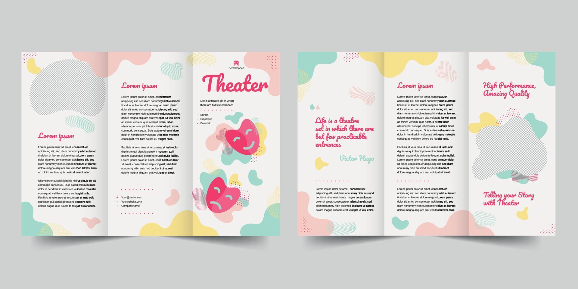 theater drievoud brochure sjabloon, folder vector lay-out drievoud mockup pro vector