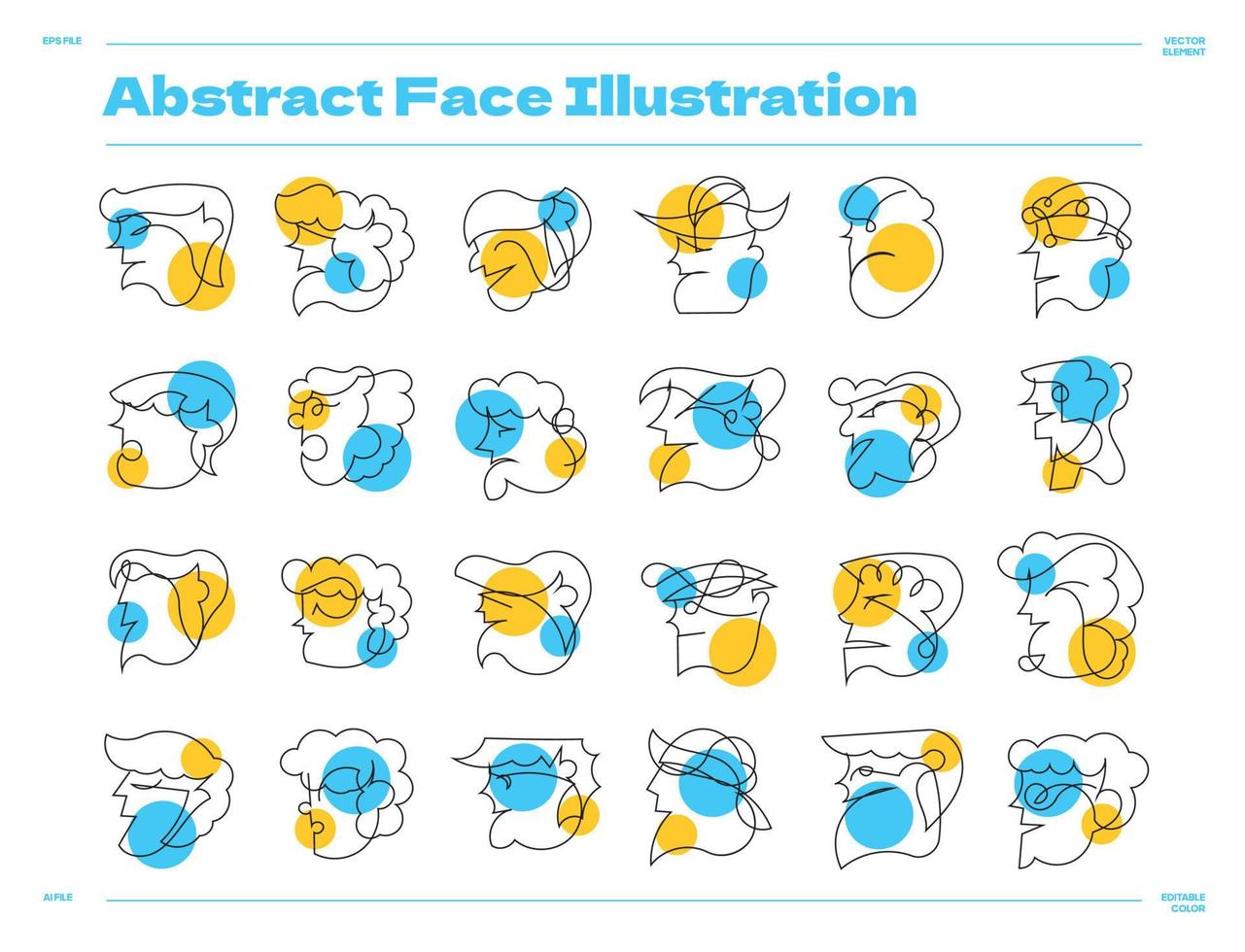 verzameling van lijn doodles met gezicht vormen voor decoratie vector